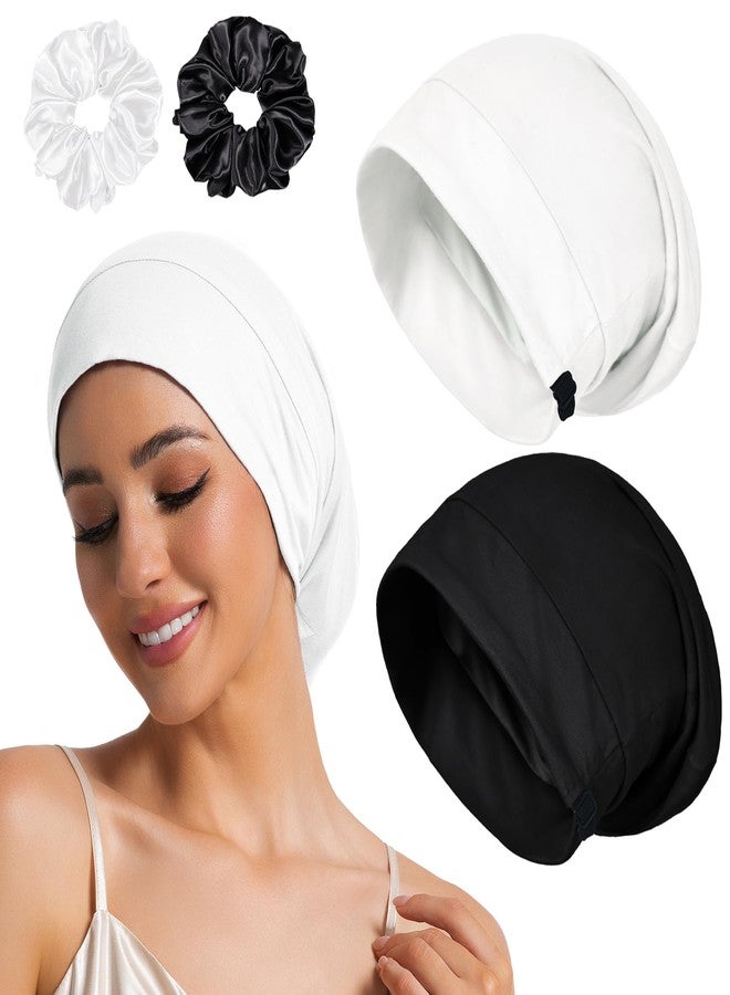 vidsel 2PCS Sleep Cap Bonnet for Sleeping Black Women Men, Adjustable Cooling Lining Bonnets for Curly Hair Wrap Braids Beanie Night Hat, Medium - Image 1